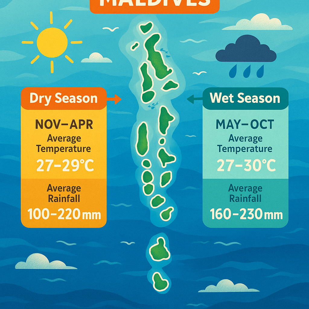 Carte des Maldives présentant les saisons et le climat
