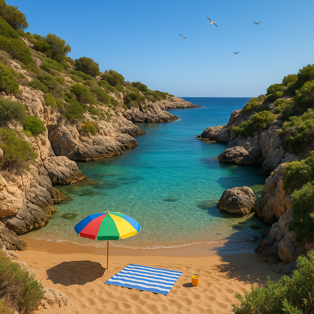 Crique sauvage de Limanakia à Héraklion, avec de l'eau cristalline et un cadre naturel paisible.