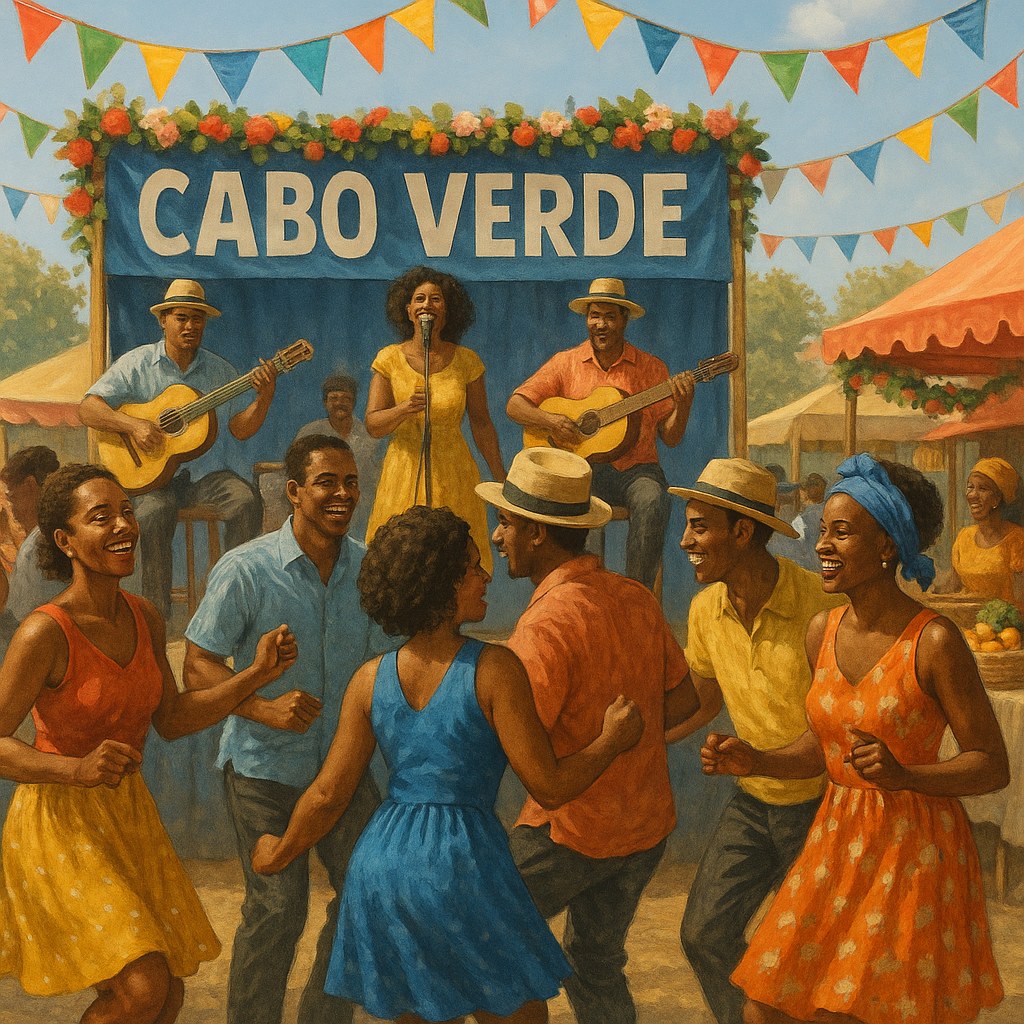 Scène festive de musique et danse au Cap-Vert