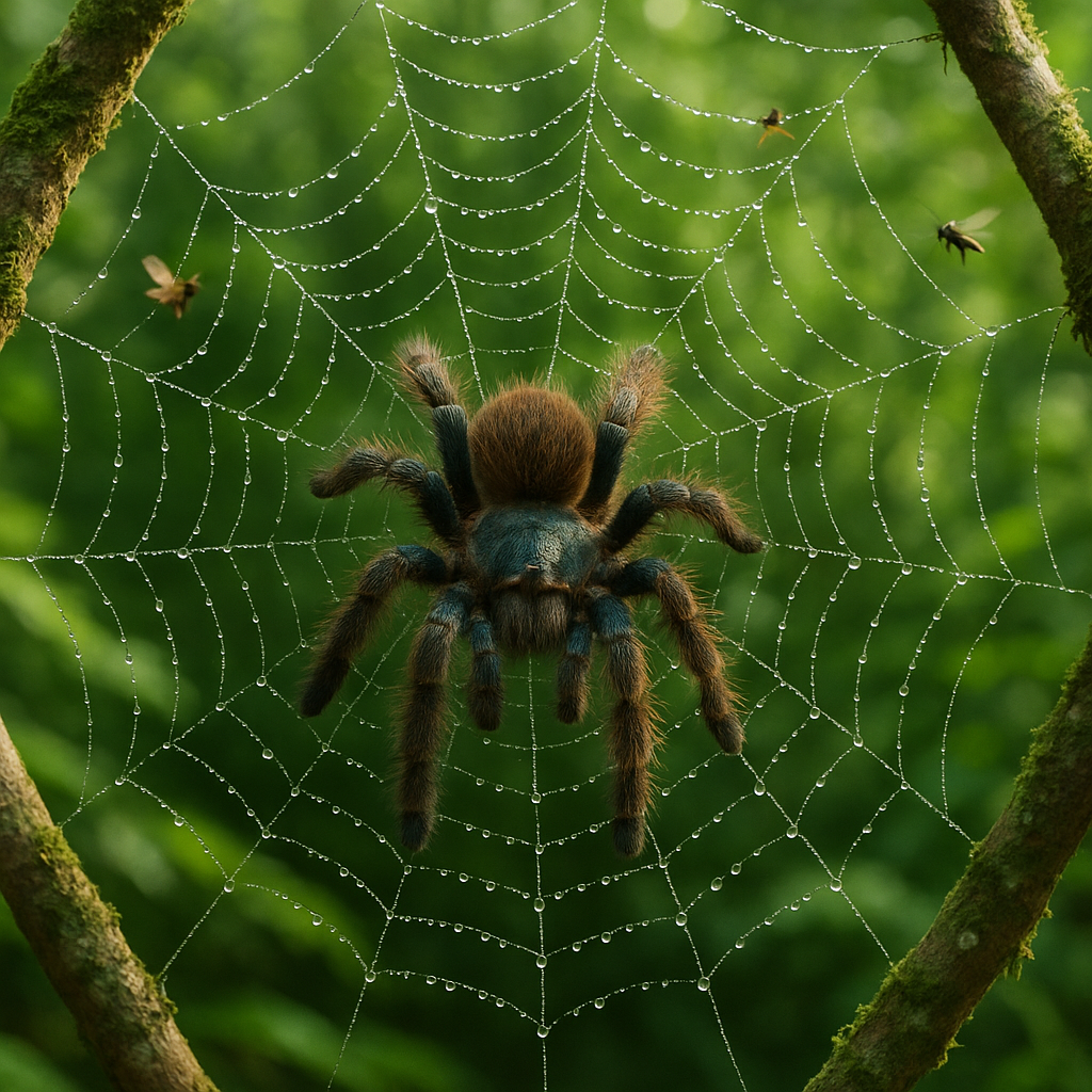 Matoutou sur sa toile dans une forêt tropicale de Martinique