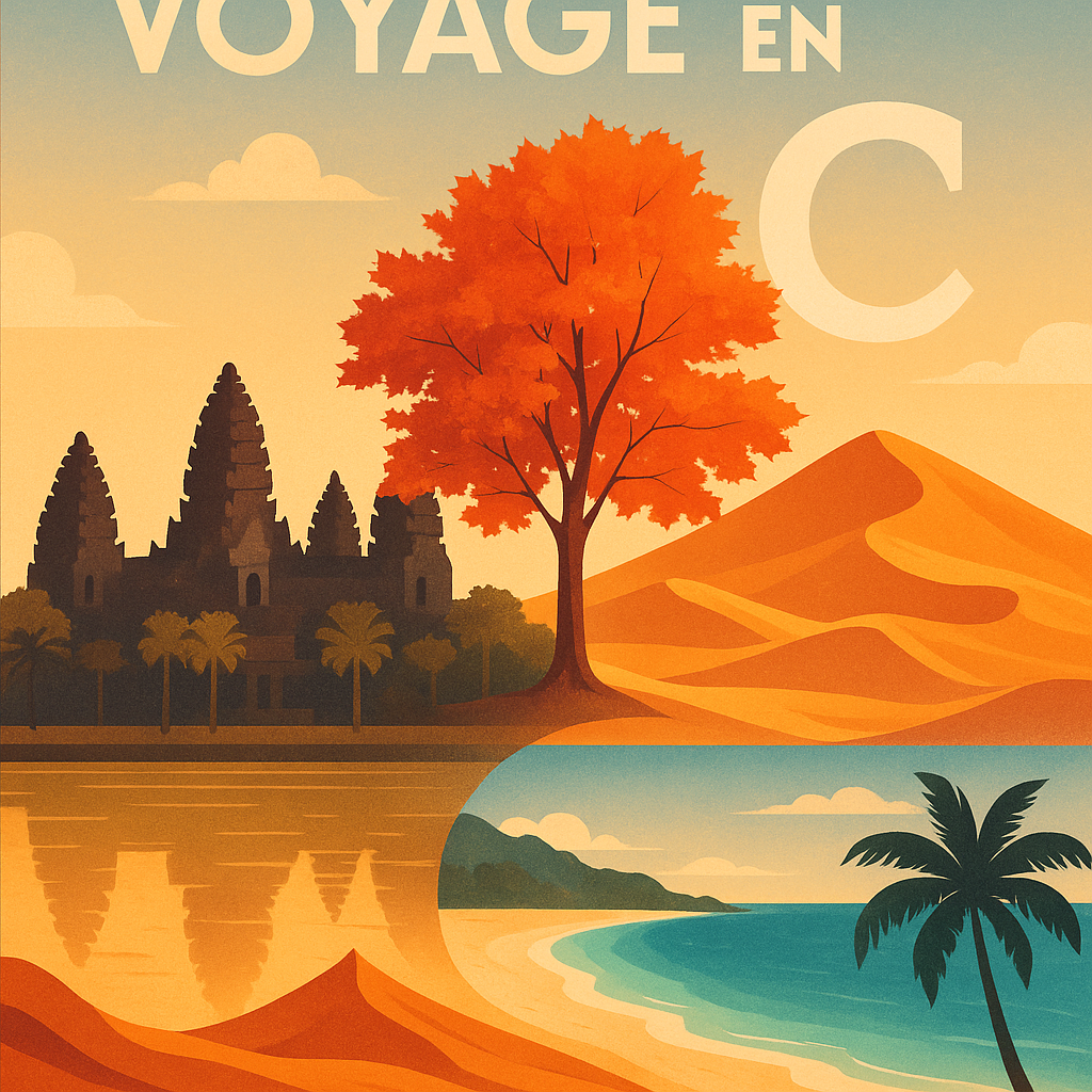 Montage artistique représentant les monuments emblématiques des pays commençant par la lettre C.